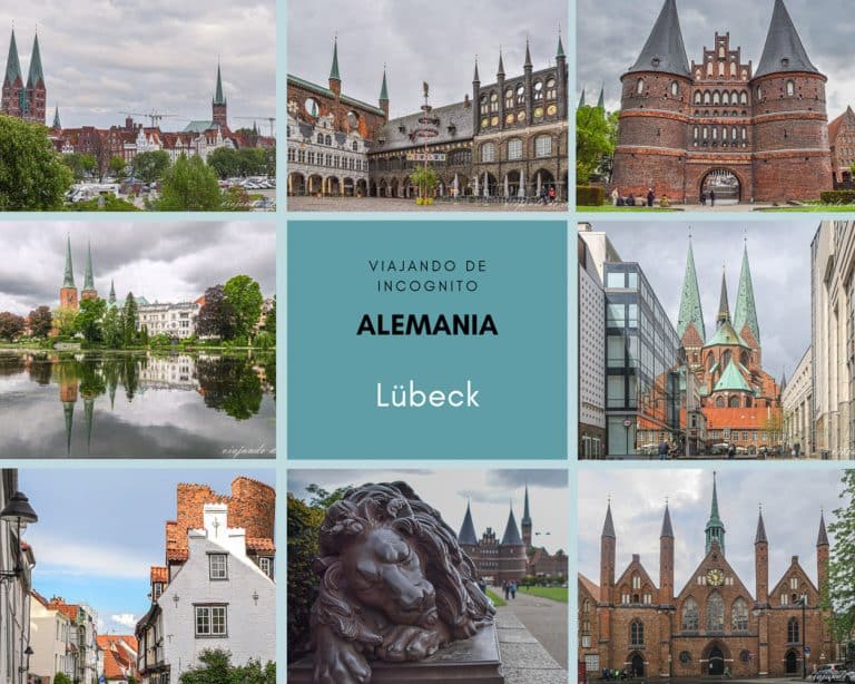 Collage de 8 fotos sobre qué hacer en Lübeck