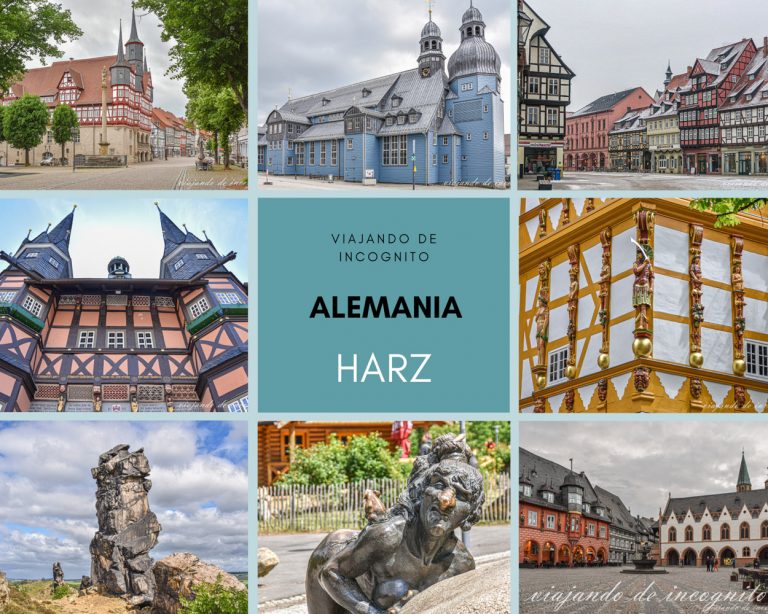 Collage de 8 fotos sobre qué hacer en el Harz
