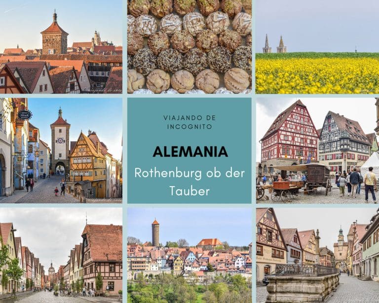 Collage de 8 fotos sobre la ciudad de Rothenburg ob der Tauber