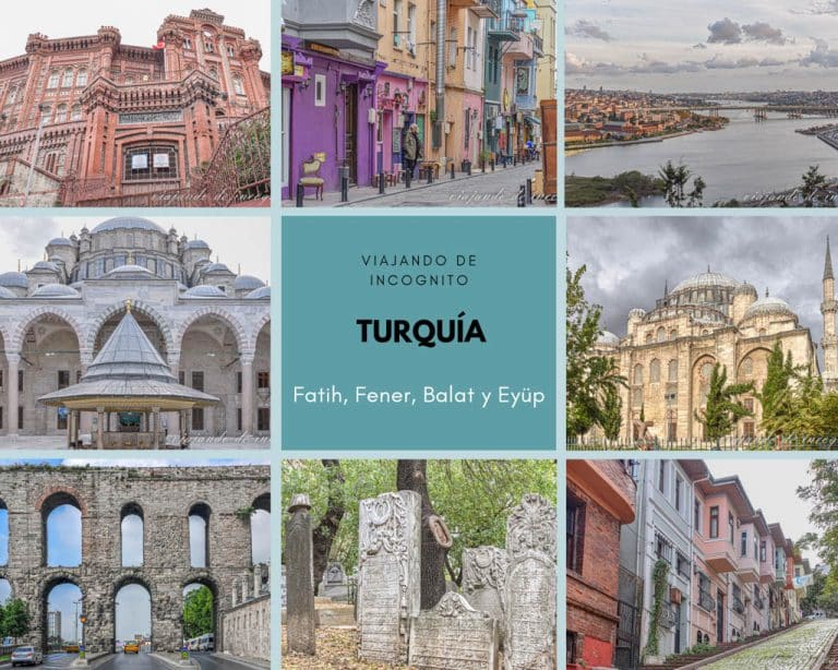 Collage 8 fotos de los barrios Fatih, Fener y Balat, Estambul