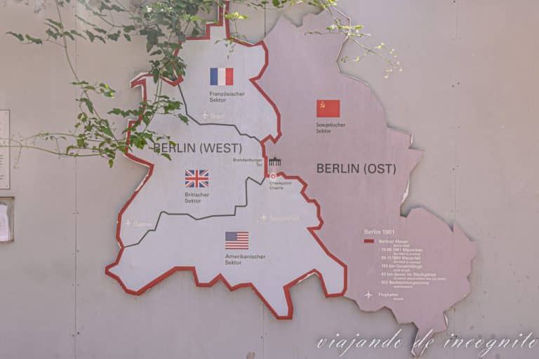 Mapa de las distintas zonas en las que quedó dividida Berlín tras la Guerra