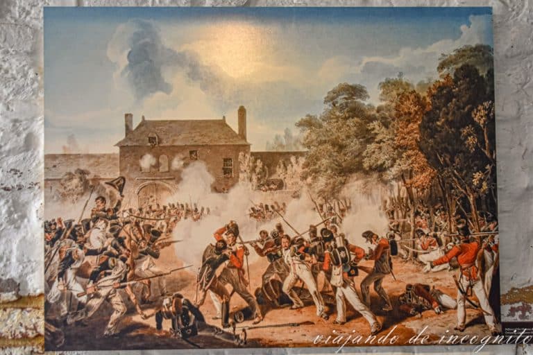 Cuadro de batalla frente a granja Hugoumont