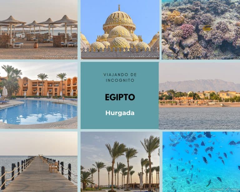 Collage de 8 fotos sobre qué hacer en Hurghada