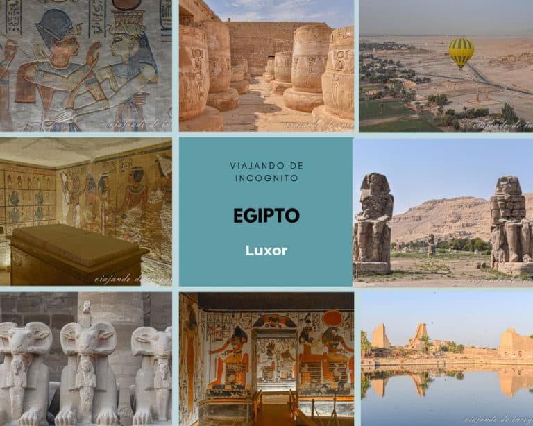 Collage de 8 fotos sobre qué hacer en Luxor