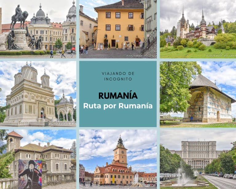 Collage de 8 fotos sobre ruta por Rumanía