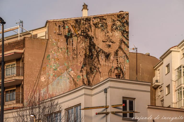 Un mural de una chica en el barrio del Oeste.