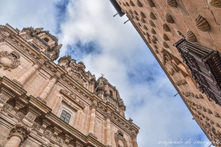 Vista de la parte superior de la Clerecía y la casa de las Conchas, Salamanca