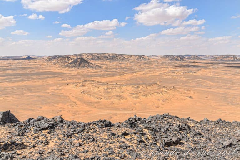 Vista del desierto negro desde una de las colinas
