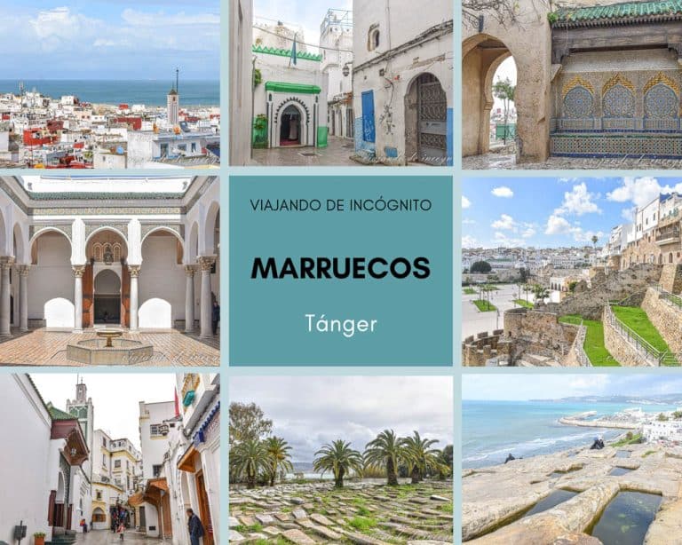 Collage de 8 fotos sobre qué ver en Tánger