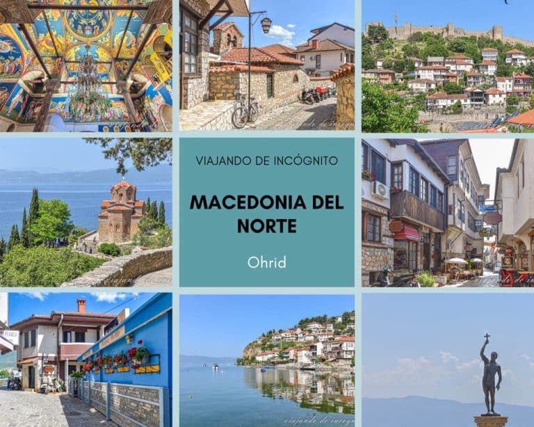 Collage de 8 fotos sobre qué ver en Ohrid.