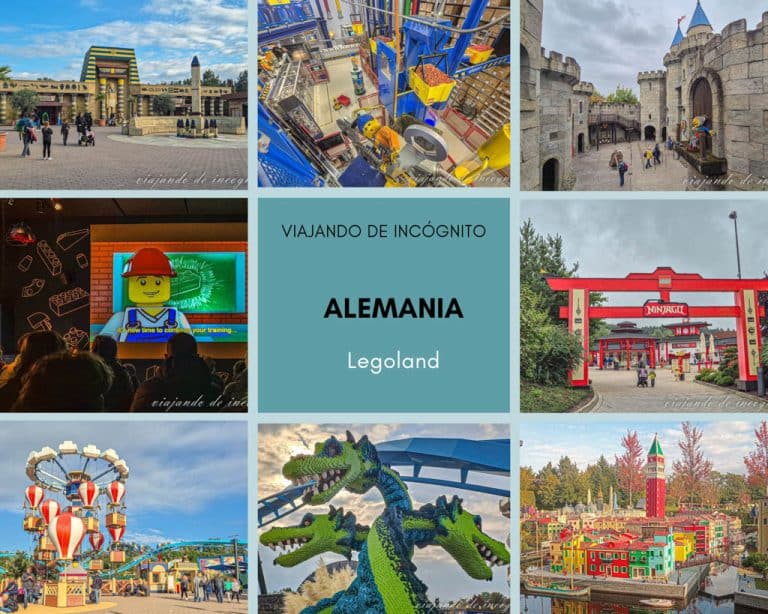 Collage de 8 fotos sobre visitar Legoland en Alemania
