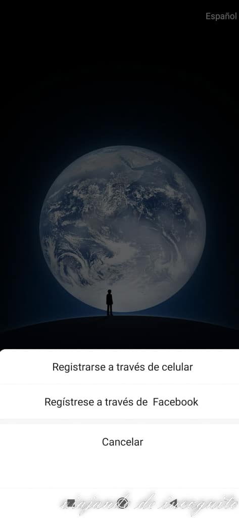 Pantalla de WeChat con las dos opciones para registrarse.