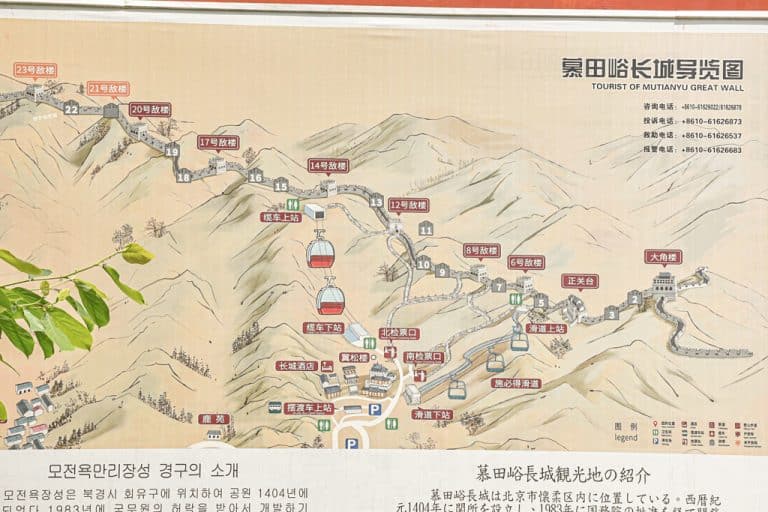 Mapa de la Gran Muralla China de Mutianyu