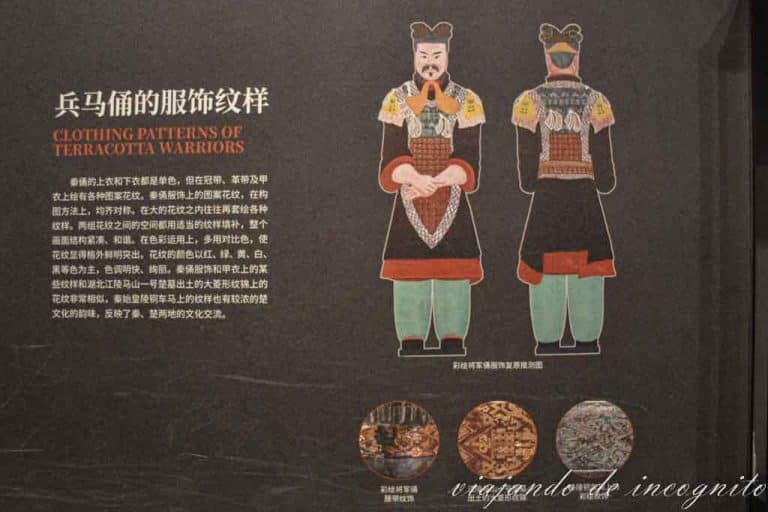 Panel que explica la policromía de los Guerreros de Terracota.